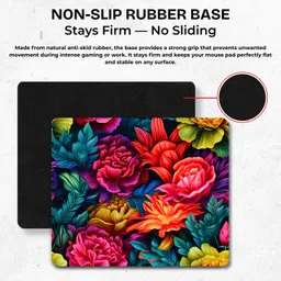 Pawsome Creations Neon Floral Print 3 Mouse Pad Non Slip Base Mousepad image 3