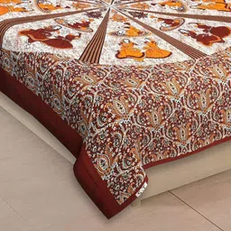 kaany fab Cotton Single Flat 144 TC Jaipuri Prints Bedsheet image 4