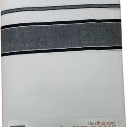 Atex 4mts Off white Men's kerala black canal border dhoti Solid, Woven Men Dhoti-picture-16