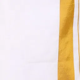 Prakasam Cotton Mens Cotton 2inch Jari Border Double (1.28x3.70mtrs) with golden Jari border Solid Men Dhoti image 2