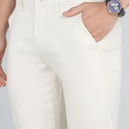 peter england Men Regular Fit Pink Cotton Blend Trousers image 5