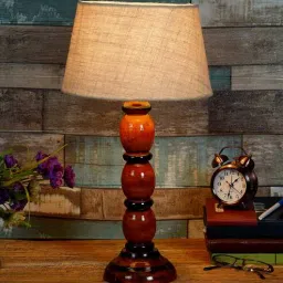 Bezalel Brown Natural Fiber Shade Night Lamp With Wood Base By BrightDaisy-picture-27