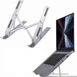 Fulkiza LAPTOP STAND Aluminum Alloy Adjustable Laptop Stand Foldable Portable Compatible Laptop Stand Aluminium Floor and Desk Stand Laptop Stand with Adjustable Height Compatible with Universal Laptops image 3