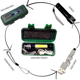stitchstory Mini Pocket Torch - Compact and Portable Flashlight Green Stainless Steel Table Lantern image 2