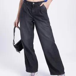 glitchez Women Boot-Leg Mid Rise Black Jeans-picture-13