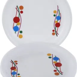 kuber industries Printed Small Round 4 Pieces Unbreakable Virgin Plastic Microwave Safe Dinner/Serving Plates (White) Dinner Plate-picture-24