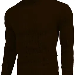 gmok Men Solid High Neck Cotton Blend Brown T-Shirt-picture-48