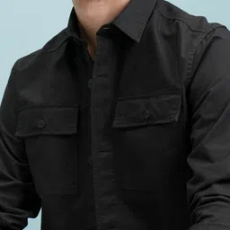 highlander Men Slim Fit Solid Cut Away Collar Casual Shirt image 5