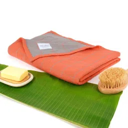 Orange Banana Double Cloth Checkered 300 GSM Bath Towel by DOCTOR TOWELS image 1