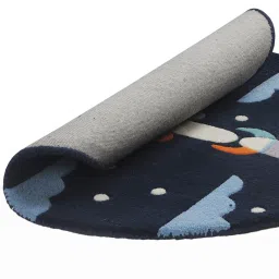 Blue Abstract Wool 3 ft x 3 ft Kids Carpet by Little Looms image 5