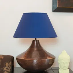 kapoor lampshades Syra Blue Fabric Shade Night Lamp With Metal Base image 2