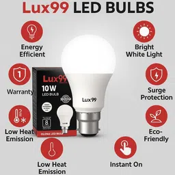 lux99 10 W Basic Round B22 LED Bulb image 4