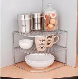 value adds Containers Kitchen Rack Present a combo pack stainless steel multipurpose corner rack + spice Steel image 2