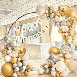 poppfizzanddecor Solid 64 Pcs Birthday Decoration Kit Balloons With White Cardboard Happy Birthday , Balloon-picture-28