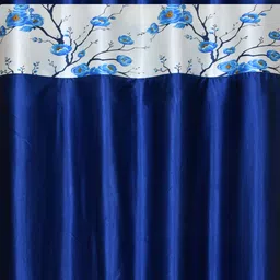 aadi traders Blue Polyester Solid 9ft Semisheer Eyelet Long Door Curtains (3Pcs) image 3