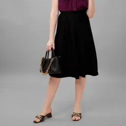 kinjo Women Solid Flared Black Skirt-picture-16