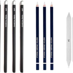 artistery Art Black Charcoal Pencils,with Eraser Pencils & Paper Stumps,Soft,Medium & Hard Pencil-picture-34