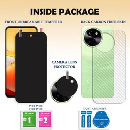 ARBAN Front and Back Tempered Glass for vivo X300 5G Tempered Glass Screen Protector | Edge to Edge Full Coverage | 9H Hardness ( 1 FRONT SCREEN GUARD + 1 BACK CARBON FIBER SKIN + 1 CAMERA LENS PROTECTOR ) FX01 image 2