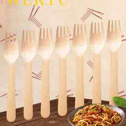 wektu Generic Wooden Fork/Food Grade/Smooth Edge/100PC/29 Disposable Wooden Dinner Fork Set-picture-27