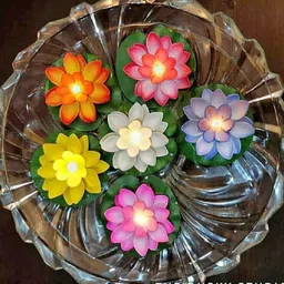 siddivinayak creation Sensor Water Floating Smokeless Lotus Candles & Lotus Flowers Led Tea Light Candle-picture-17