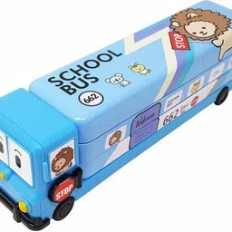 trendy one Magic Bus Shape with Rotating Wheels Art Metal Pencil Box-picture-31