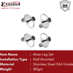 exootica 4Pcs Wall Mixer Legs with Flange Set with Chrome Finish Faucet Mount image 2