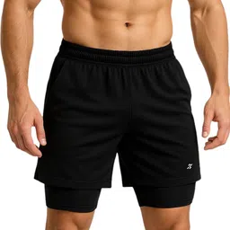 house of fusion Solid Men Black Gym Shorts-picture-13