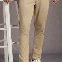 louis philippe ath.work Men Comfort Fit Beige Cotton Blend Trousers-picture-11
