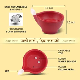 slyka water burning diya for festival decorations on Diwali, Laxmi Pooja, Ganesh Utsav Plastic (Pack of 24) Table Diya Set image 3