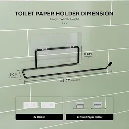 kitchwell Self Adhesive Toilet Paper Stand/Tissue roll Hanger for Bathroom (Pack of 2) Iron Toilet Paper Holder image 3