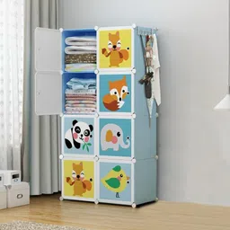 flipkart perfect homes studio 8 DOOR BLUE PP Collapsible Wardrobe-picture-26