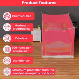 covercraze Double bed 6x7 feet mosari/machhardani/jali without stand tent/bed box/hanging Cotton Washable Adults Mosquito Net image 5