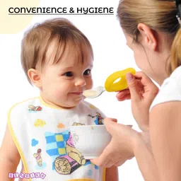 bembika Baby Training Spoon Wing Shape Spoon, Baby Spoon and Fork Set - (Yellow)- Plastic And Rubber Handle image 5