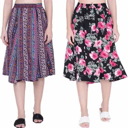 manat diva Women Printed A-line Multicolor Skirt-picture-12