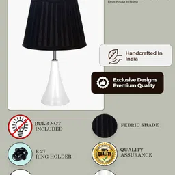 glowhere Modern Farmhouse Lamp, Black Frill Shade for Nightstand & Living Room Table Lamp image 5