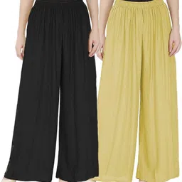 luvcare Pack of 2 Women Regular Fit Multicolor Viscose Rayon Trousers image 1