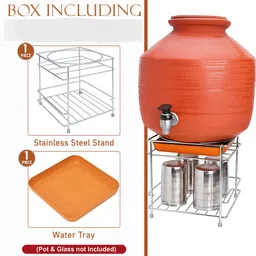 divine dwelling Matka Kitchen Rack Stainless Steel Stand Heavy Duty Matka Stand with Bottom Tray Steel, Plastic image 5