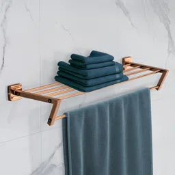 plantex Stainless Steel 304 Grade Decan Towel Rack for Bathroom/Towel Stand (653) PVD Rose Gold Towel Holder-picture-24