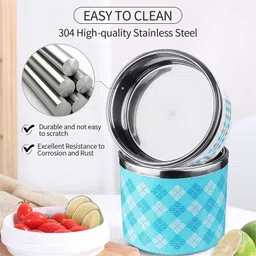 gyanvi Thermal Lunch Box Stackable Printed Lunch Box, 3-Layer Insulated Food Container for Kids, Adults | Multi Color 3 Containers Lunch Box image 4