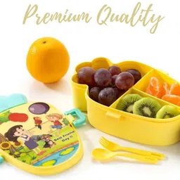 streeyug Cute Pineapple Shaped Kids Lunch Box 3-Compartment 3 Containers Lunch Box image 4
