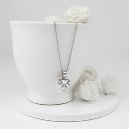 vimalnath sales Silver Zircon Pendant with Link Chain Rhodium Zircon Brass Locket Set image 2