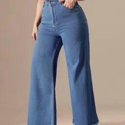 Women Relaxed Fit High Rise Blue Jeans-image-1