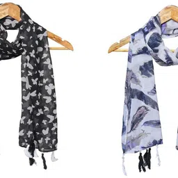 mss fashion Printed Chiffon Women Multicolor Stole, Scarf, Fancy Scarf-picture-38