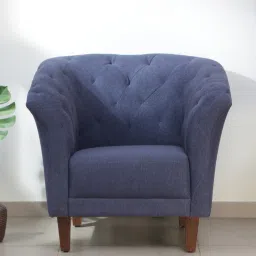 casacraft from pepperfry Ercilia Fabric 1 Seater Sofa In Navy Blue Colour image 1