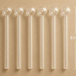 wishingbell natural Glass Oil Burner Pipe 6 inch Transparent Borosilicate Glass Inside Fitting Hookah Mouth Tip image 2