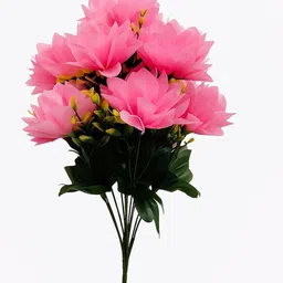 decorewithsara Artificial Pink Lotus Flowers with Green Leaves for Home Decoration Pink Lotus Artificial Flower-picture-16