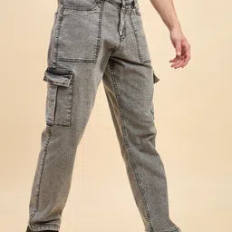 studio nexx Men Loose Fit Mid Rise Grey Jeans image 4