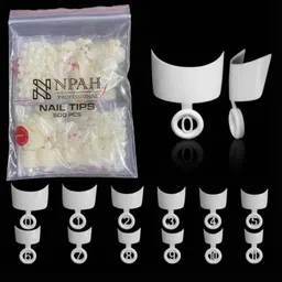 npah French Style 500PCS Half Cover White Nail Tips | Short Acrylic Nail Set-picture-38