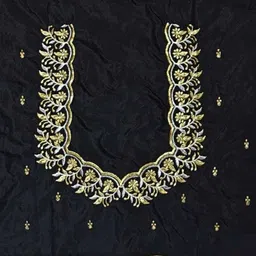 the white rabbit Unstitched Art Silk Blouse Material Embroidered image 3