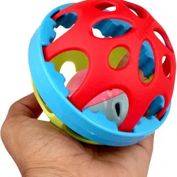 homoze Colorful Soft Biggie Ball Rattle Toy | Safe Non-Toxic Baby Toy | Newborn Gift Rattle image 3